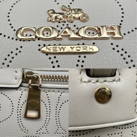 Coach NWT Rowan Perforated Signature Satchel in Chalk w/ crossbody Retails $378 - Picture 8 of 9